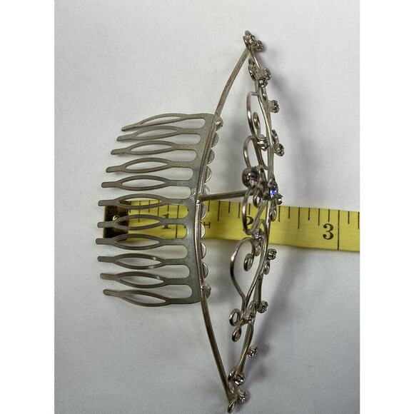 Vintage 90’s Y2K Rhinestone Tiara Silver Tone Comb Wedding Prom Bridal - Picture 9 of 11